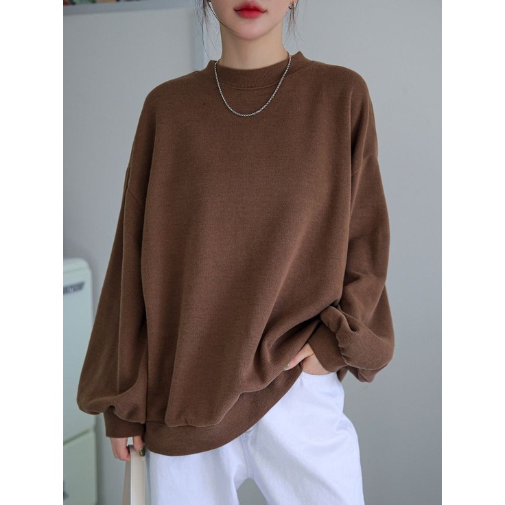 BASIC POLOS Sweater Crewneck Oblong Pria Wanita Oversize Style Korean Kasual Fashion Gaya Santai Trendy