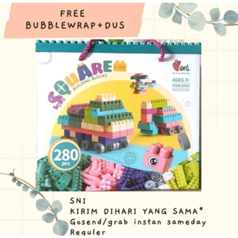 KKV Mainan Balok Susun Lego Anak Isi 280 Pcs Bahan ABS