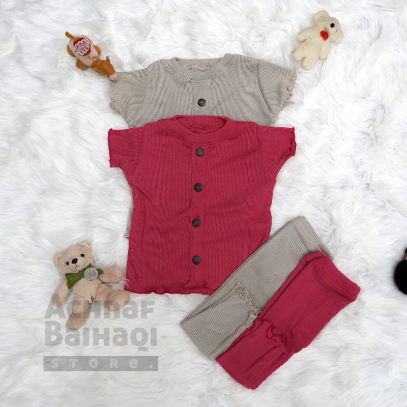 Baju Setelan Anak Perempuan NINA Ruffle Knit Tee | Baju Oneset Anak Perempuan Bahan Rib Knit Halus Dan Lembut