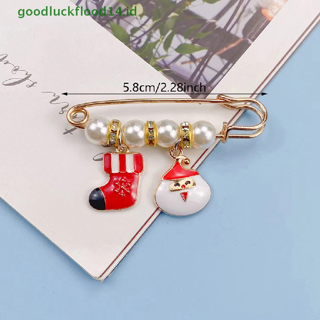 [GOOGFOUR] Merry Christmas Bros Xmas Tree Santa Claus Sarung Tangan Kaus Kaki Snowman Rusa Snowflake Rantai Rumbai Pin Besar Perhiasan Pesta [TOP]