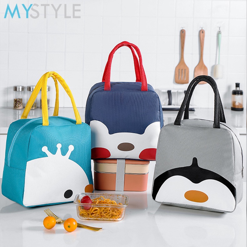 HAPPY TIME COOLER BAG ZIPPER HEWAN ANIMALS MOTIF HEWAN PINGUIN BEAR TEMPAT MAKAN TAS BEKAL LUCU