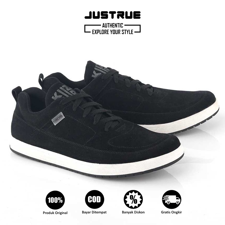 Justrue Sepatu Pria Sneakers Hitam Original 100% 225