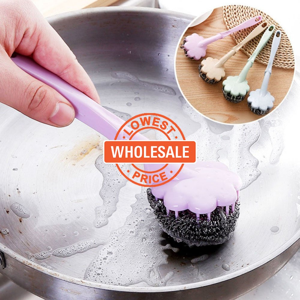[Harga Grosir] Sikat Pembersih Dapur Sikat Bola Kawat Stainless Gagang Panjang Sikat Pembersih Gantung Panci Oven Wastafel Alat Pembersih Panci Tile Cleaner Deep Clean Scrub Brushes