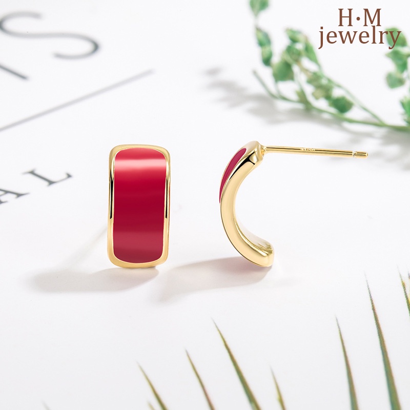 Bermutu Tinggi Melengkung Drip Glazed Earrings Retro2023Anting Baru