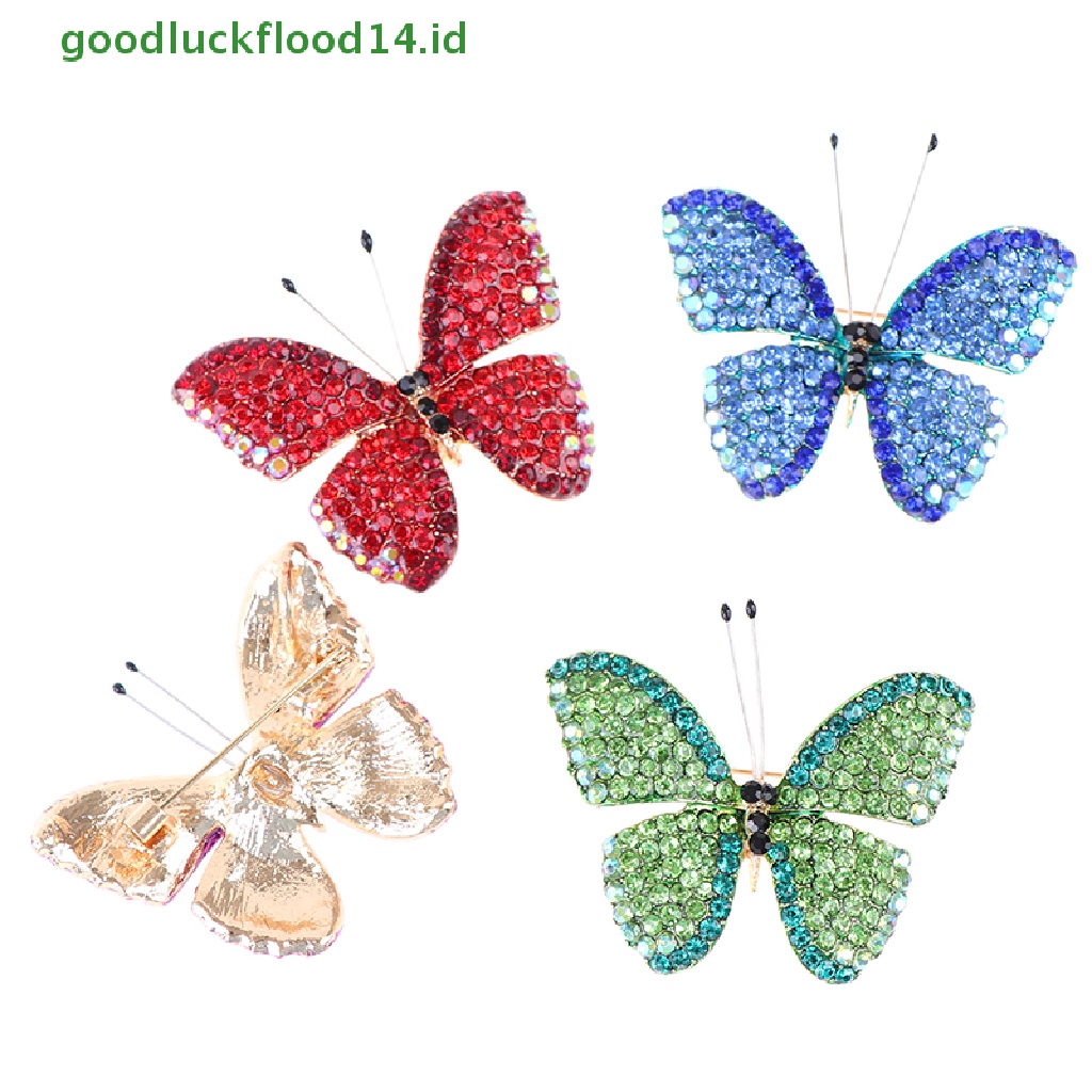 [GOOGFOUR] 1 Pc Berlian Imitasi Kupu-Kupu Bros Wanita Serangga Pernikahan Kantor Bros Pin Hadiah [TOP]