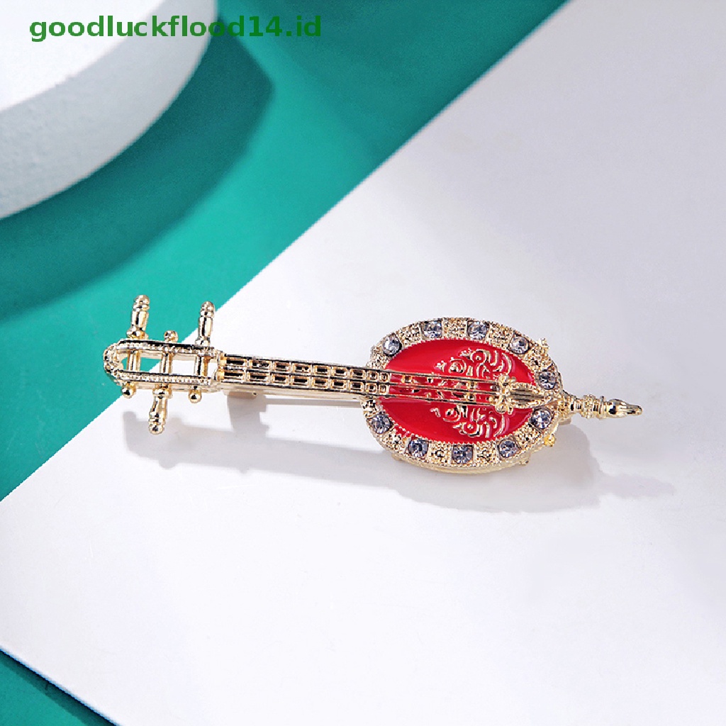 [GOOGFOUR] Fashion Violin Pipa Pin Bros Berlian Imitasi Alat Musik Brooch Pins [TOP]