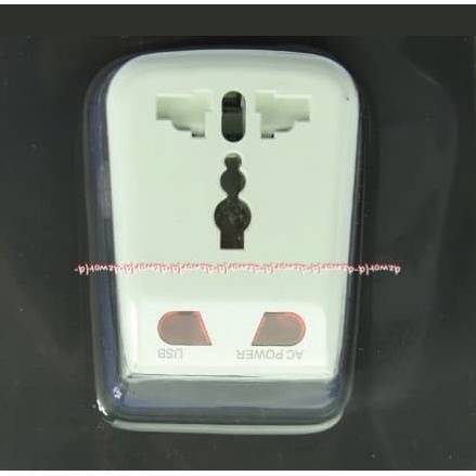 Gao Travel Adaptor Dengan Charger Usb Socket Dilengkapi Lampu Indikator Gao Kontak Adaptor Travel Travelling Warna Putih