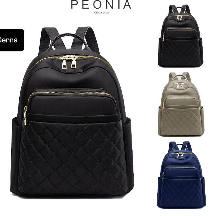 TBU.25Ja23м ◦ Peonia PNA GENNA Water Resistant Ransel Korea Tas Wanita Punggung Import Kantor Kerja 