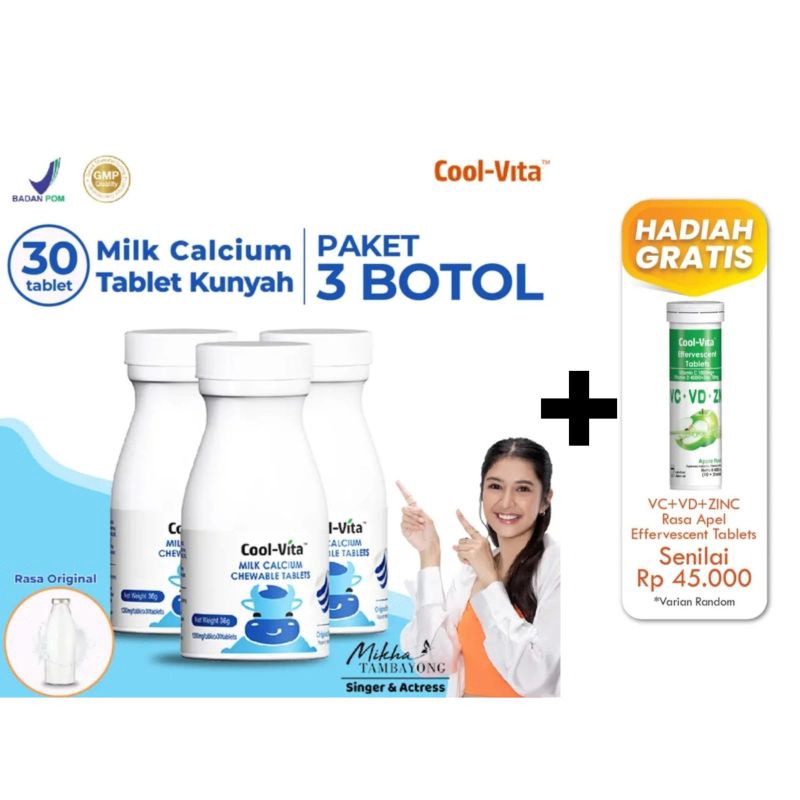 COOLVITA MILK CALCIUM ( 3pcs )TABLET KUNYAH