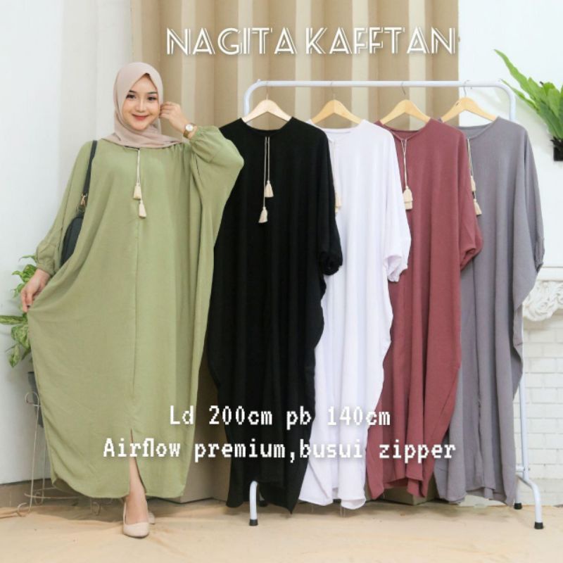 Aktsara Batik - Kaftan Crinkle Airflow Kaftan Wanita Dress Kekinian Hijab Kaftan Jumbo XXXXL Motif H