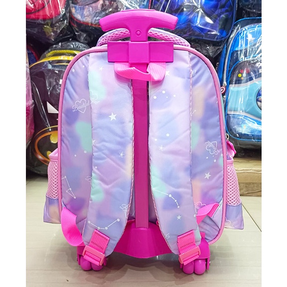 Tas Trolley DORONG Sekolah TK Anak Perempuan Gambar KUDA PONY ROSE SHOES 2Resleting GLOSSY TIMBUL IMPORT ( Rose 13&quot; )