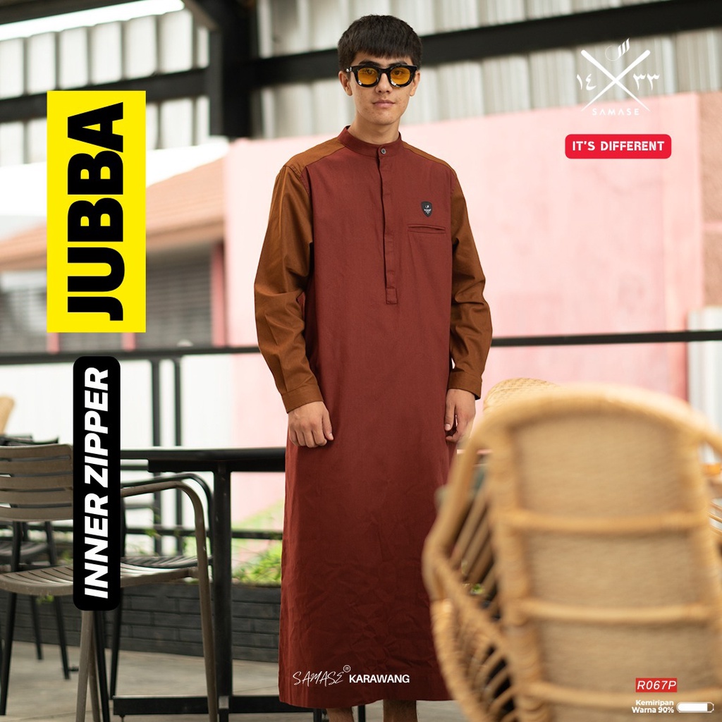 SAMASE Inner Zipper Jubba R067P Jubah Pria Dewasa Lengan Panjang