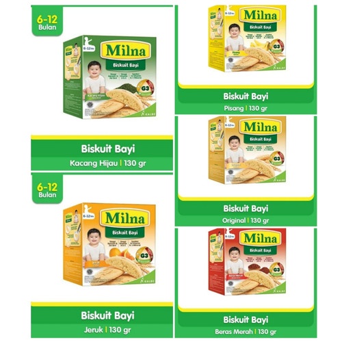MILNA BISKUIT BAYI 6+ 65gr dan 110gr Cemilan snack biscuit selingan MPASI untuk usia 6 bulan keatas