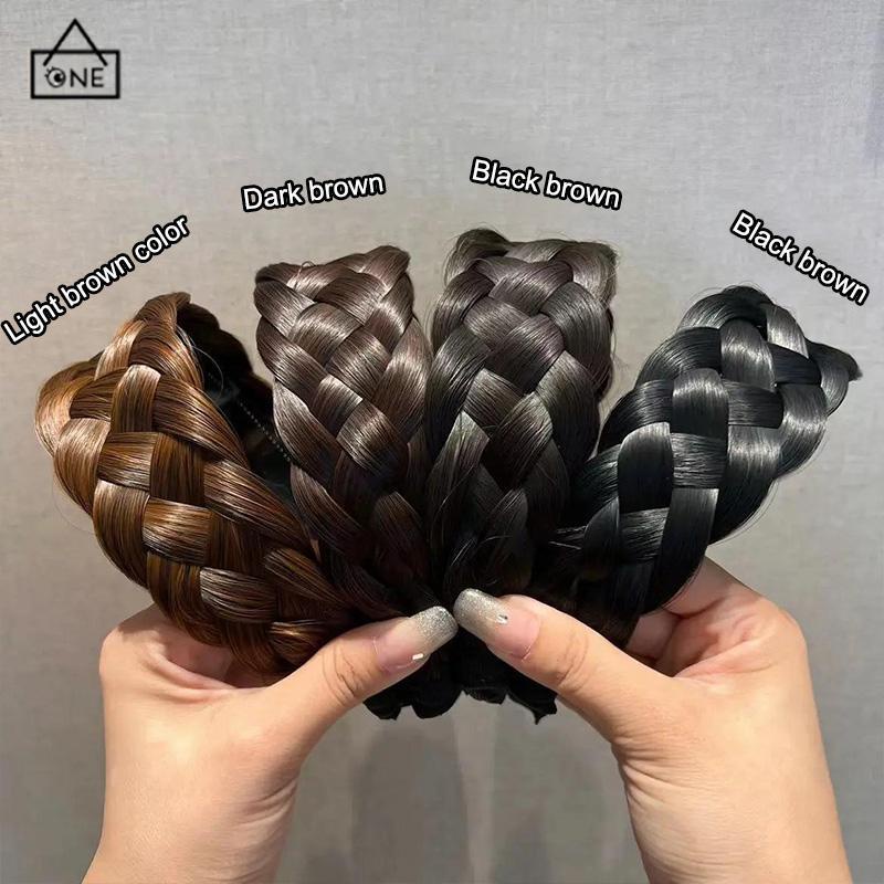 COD❤️Ikat Kepala Wig Kepang Bertepi Lebar ikat kepala Kepang Fishbone Menebal Kepang Twist yang Menebal Cuci Muka Ikat Rambut Wanita-A.one