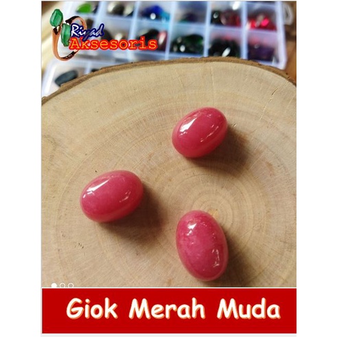 Batu Akik Giok Merah Muda Dim 15x20 mm (N)