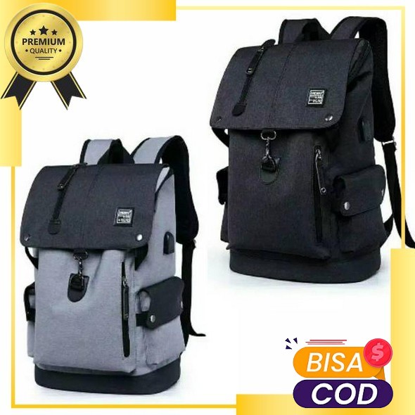 Backpack Pria Pelindung Tas Bodypack Business Rain Cover 25L Black Ransel Kuliah Tas Punggung High Q