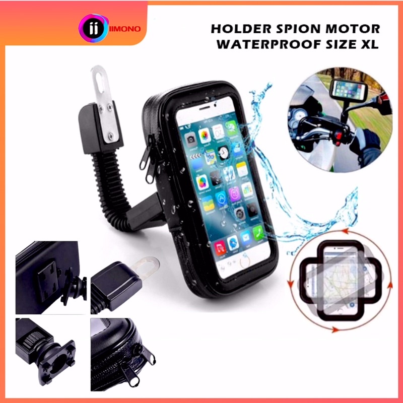 Murah Holder Hp 6.5 Inch anti Waterproof air di spion motor universal/ Holder Spion Motor Waterproof Size XL / Dudukan Smartphone Untuk GPS