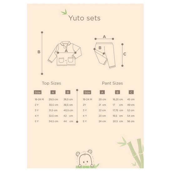 Bamboo and Bub Yuto Sets - Baju Tidur Pajamas Pyjamas Anak Bayi Balita Sleepsuit Two Piece Atasan Bawahan Baju Rumahan Lengan Panjang