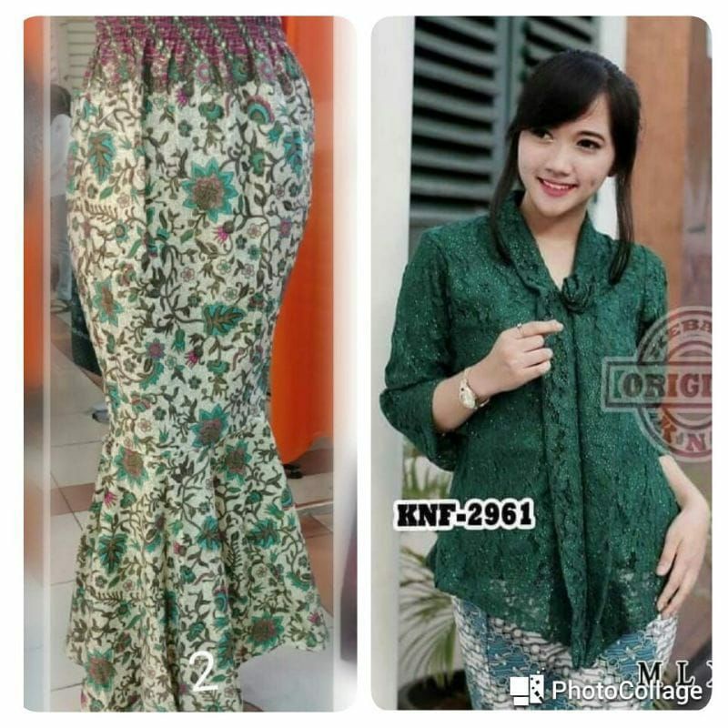 COD setelan kebaya floy brokat polos + rok duyung dewasa panjang baju