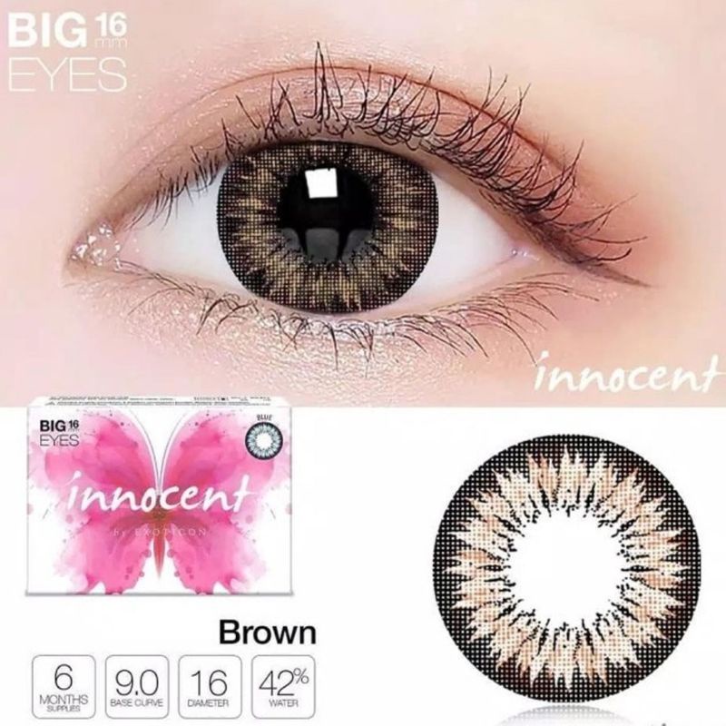 Softlens Innocent 16 mm Normal X2 Big Eyes by Exoticon Soflen Soft Lens Grey Brown Blue