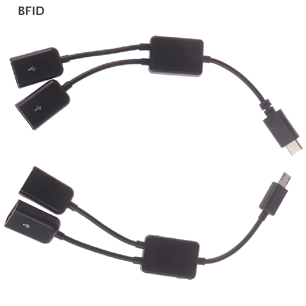 [BFID] Micro usb/Tipe c Ke 2kabel otg dual female usb port hub y splitter adapter [ID]