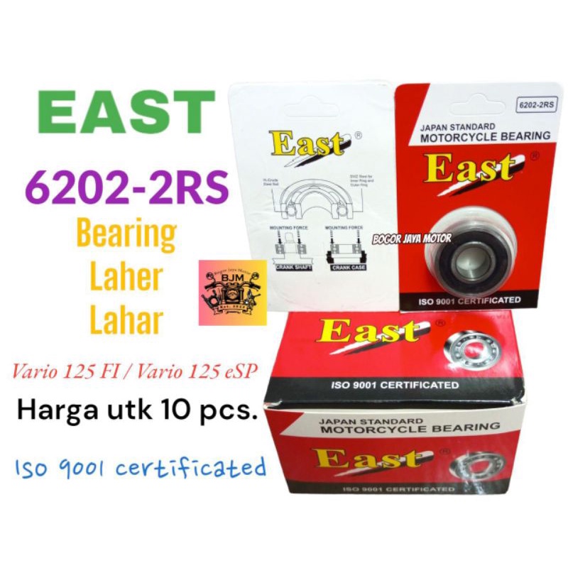 10 PCS LAHER LAHAR BEARING 6202 2RS MERK EAST kemasan press LAHER 6202 PRESS LAHER MOTOR BEAT LAHER 