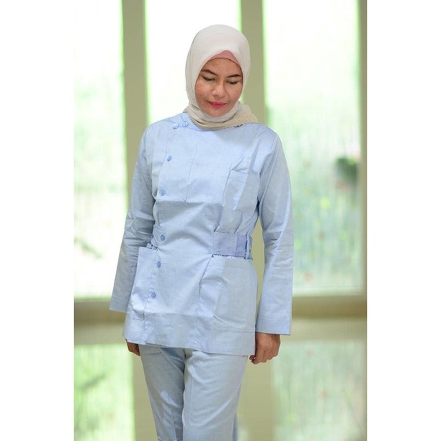 baju suster Aleefa Baju Suster - Blue denim polos - S(W2F1) Baju Seragam Suster Hijab Baju Suster Ba