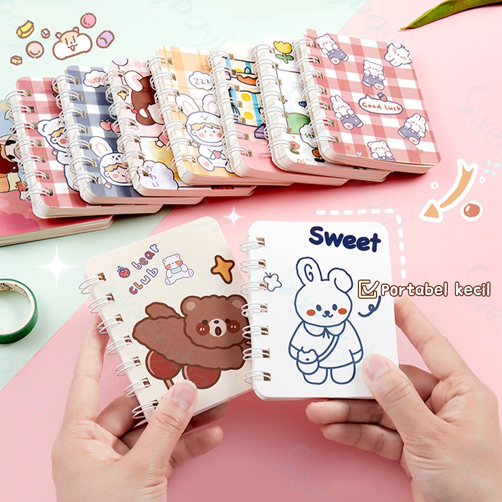 SweetyBayi Buku catatan kartun Notebook ring motif Buku catatan ring Memo ring A7