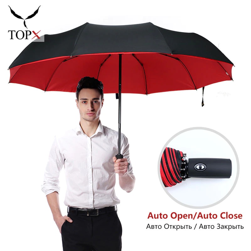 G-ORIi Topx Payung Lipat Windproof Double Layer Umbrella T1212 Red Or-i