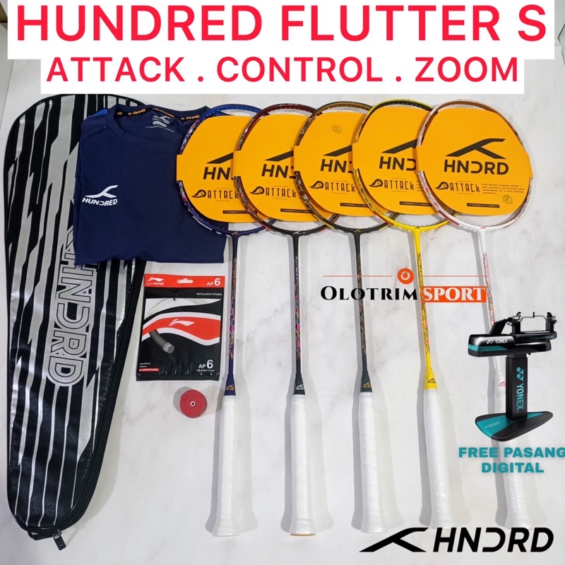 Raket Badminton HUNDRED FLUTTER S ATTK CTRL ZOOM 32LBS HNDRD Attack Control Zoom Original