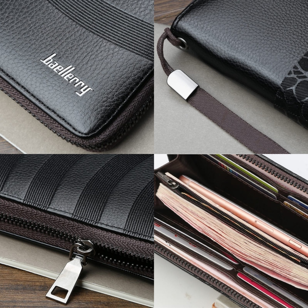 DOMPET PANJANG WANITA BAELLERRY ORIGINAL KOREA NOBELA WA640B5 PREMIUM BATAM CEWEK MURAH BRANDED KULIT HITAM TALI PENDEK RESLETING KARTU KOIN KEKINIAN
