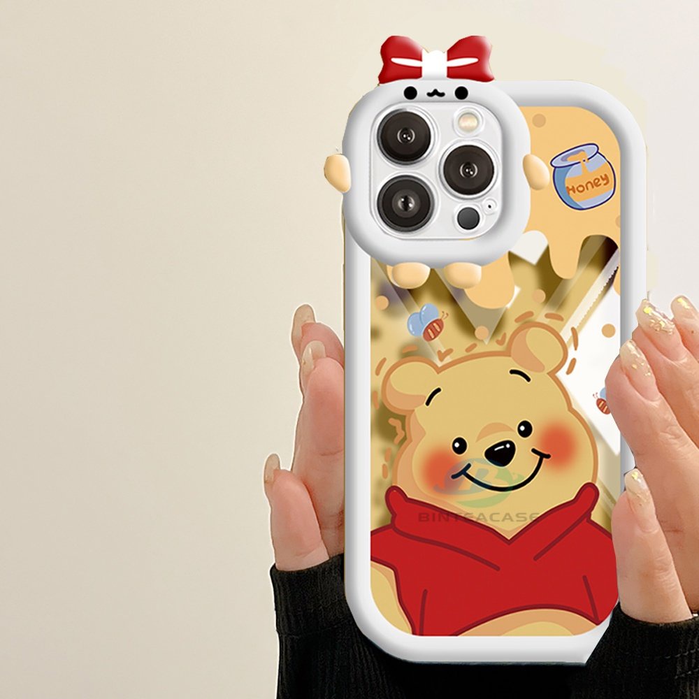 Redmi 10A 10C Note 11 Pro Note11S 9C 9A 10 9T 9 Note10 5G 10s Note9 Note8 Poco M5S X3 NFC M3 Pro Winnie Bear Anjing Lucu Monster Kecil Frame Lensa Casing Ponsel Binteacase