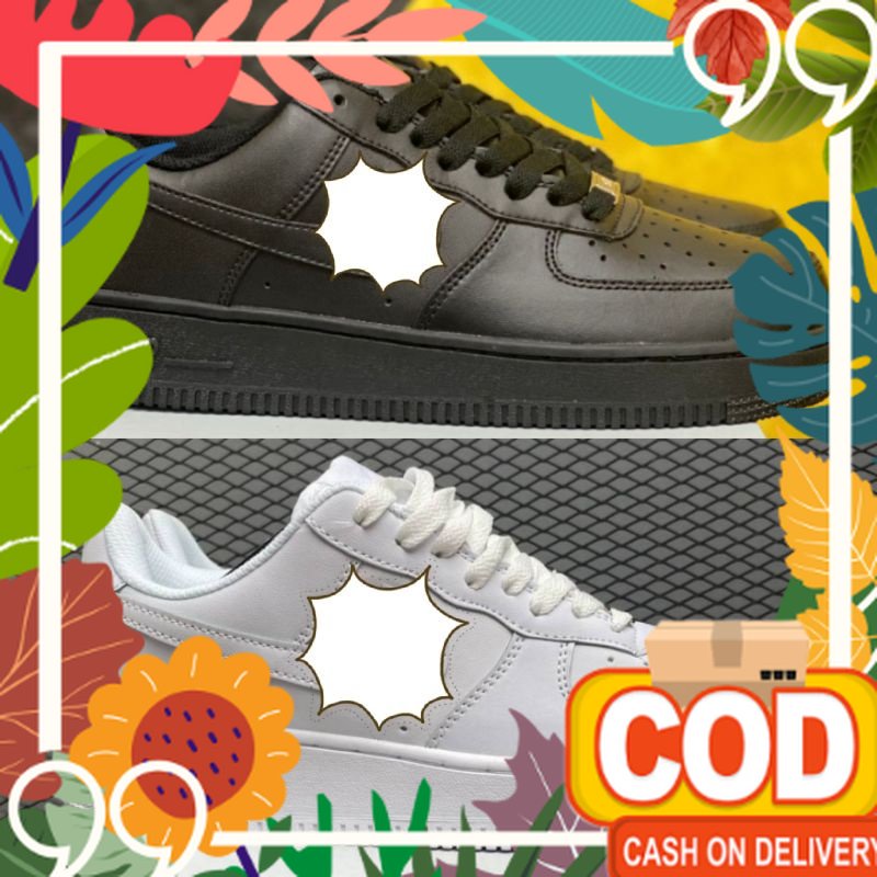 SEPATU MAN AND LADIES FULL WHITE IMPORT VIETNAM QUALITY. SNEAKERS PUTIH POLOS DAN HITAM POLOS AF1 / 