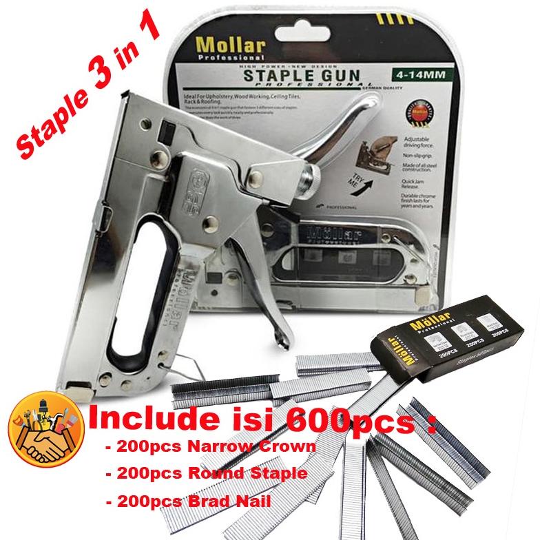 

[COD] Staple Gun Tembak Tacker Staples Stepler Hekter mollar 3in1 jok kulit kardus 3462