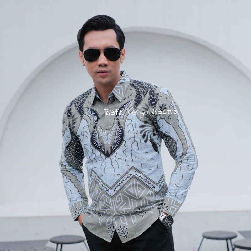 Baju Kemeja Batik Pria Lengan Panjang Modern Slimfit Katun Full Furing