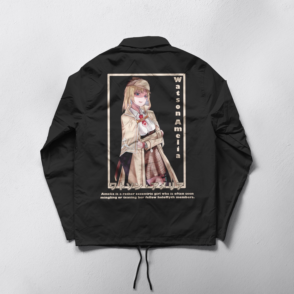 Jaket Coach Anime VTuber Watson Amelia Jaket windbraker Jaket Water Rasistant Jaket Cosplay