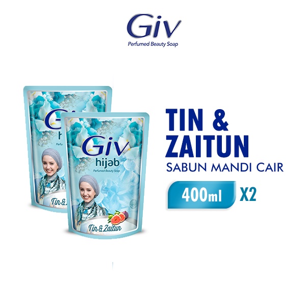 Giv Sabun Mandi Cair Tin &amp; Zaitun Pouch 400ML x 2