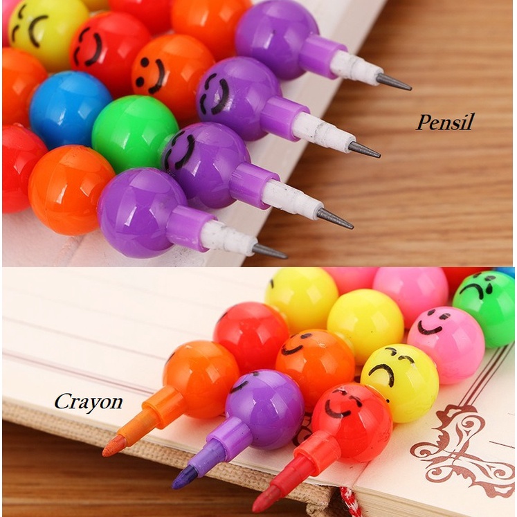 5pcs Set Pensil Crayon 7 Warna Lolipop Tidak Perlu Rautan GM-ST0205