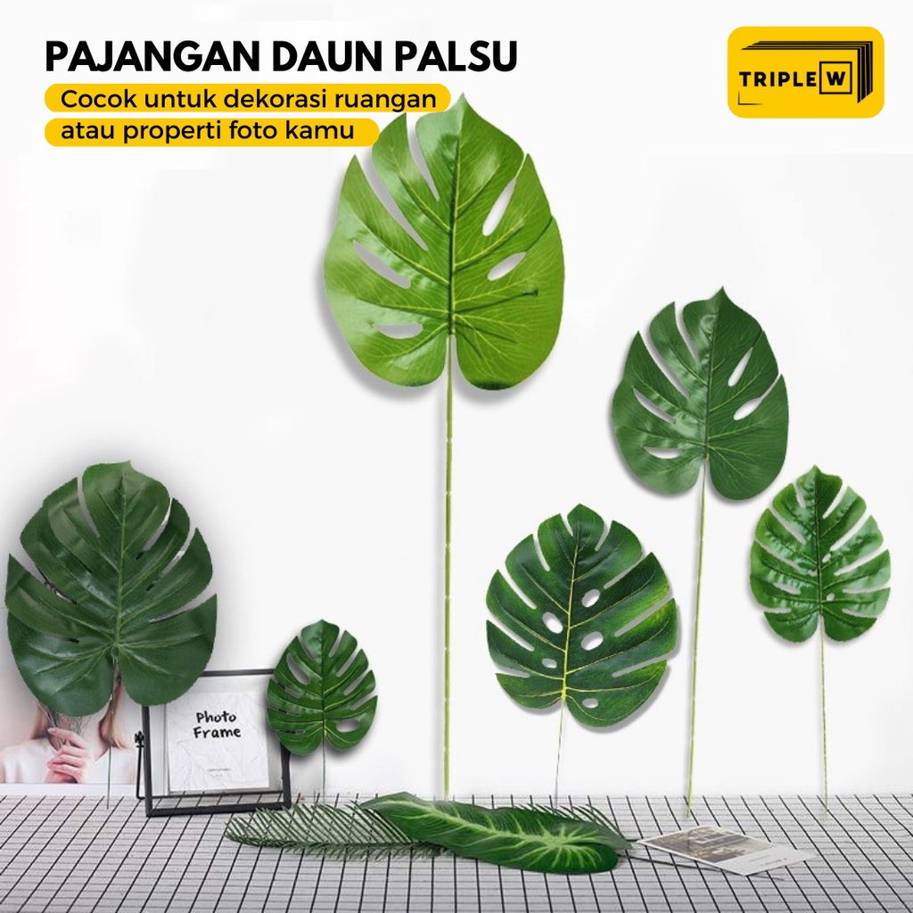 Triple W Fake Dummy Daun Monstera Artificial Plants Dekorasi Fotografi