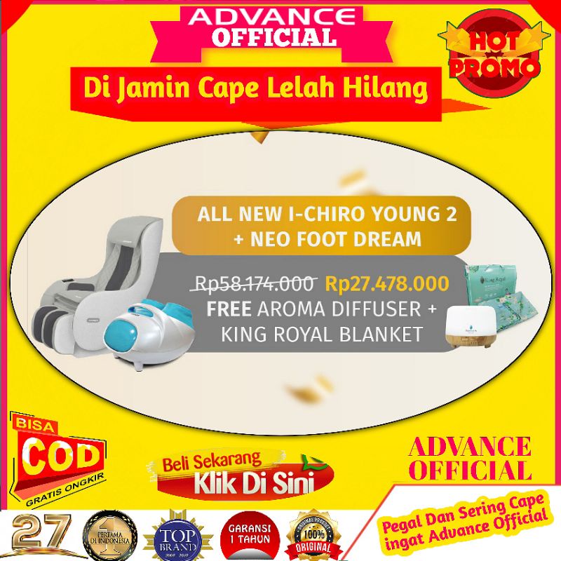 Kursi Pijat ADVANCE ICHIRO YOUNG2 Pijet Terapi Refleksi Plus Alat Pijit Kaki NEO FOOT DREAM2 Promo