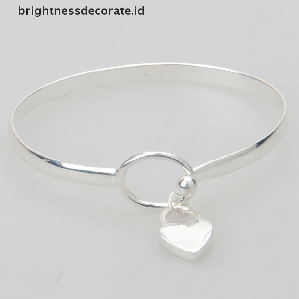 [Birth] Baru Wanita925 Perak Disepuh Pesona Peach Hati Bangle Gelang Cuff Kualitas Tinggi [ID]