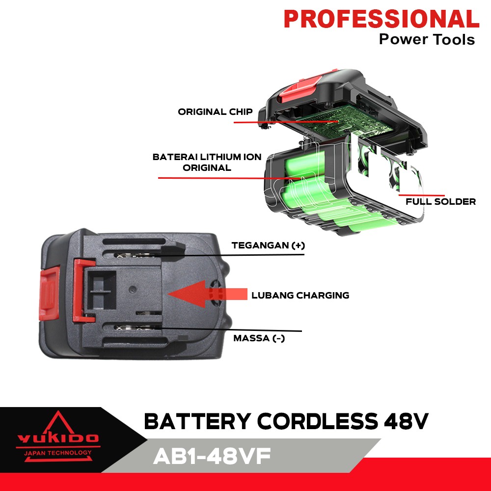 Promo Gokil !!!!Baterai Cordless 48 Volt Dan 12 Volt Battery 48V Baterai Batre 48v Baterai Mesin Impact YUKIDO,RYU,MAILTANK,JLD UNIVERSAL