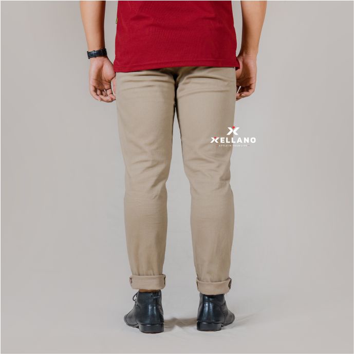 Chinos Panjang Pria Melar Dewasa Cream Ezra Series Slimfit Jumbo Santai 27-38