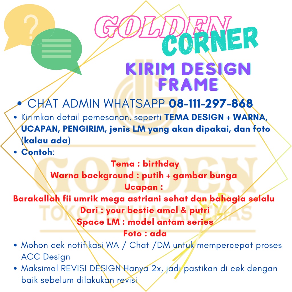 (UKURAN M 20x15) HAMPERS Gift CUSTOM Bingkai FRAME Mahar 3D Minigold / Hadiah / Kado Mahar variasi Minigold / Design Frame Birthday Wedding Newborn Baby Graduation (TIDAK TERMASUK EMAS)