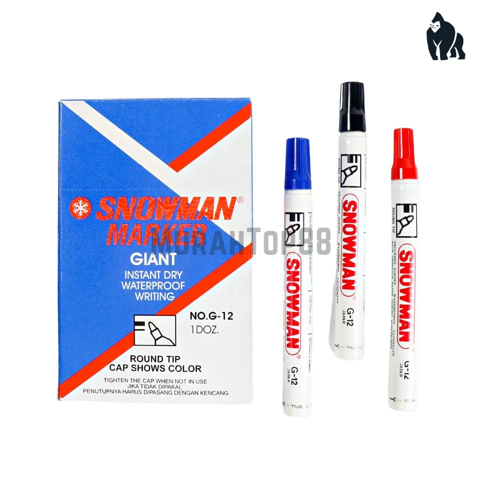 

59 Snowman Permanent Marker G-12 / Spidol Permanen Tidak Bisa Dihapus Hitam Merah Biru / 100% Original [PER PCS] ysbnv