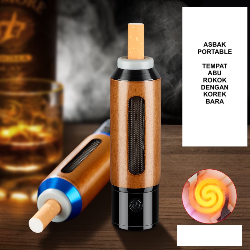 IMPOR PORTABLE ASHTRAY ASBAK H016 ROKOK INSTANT DENGAN KOREK BARA CAS USB