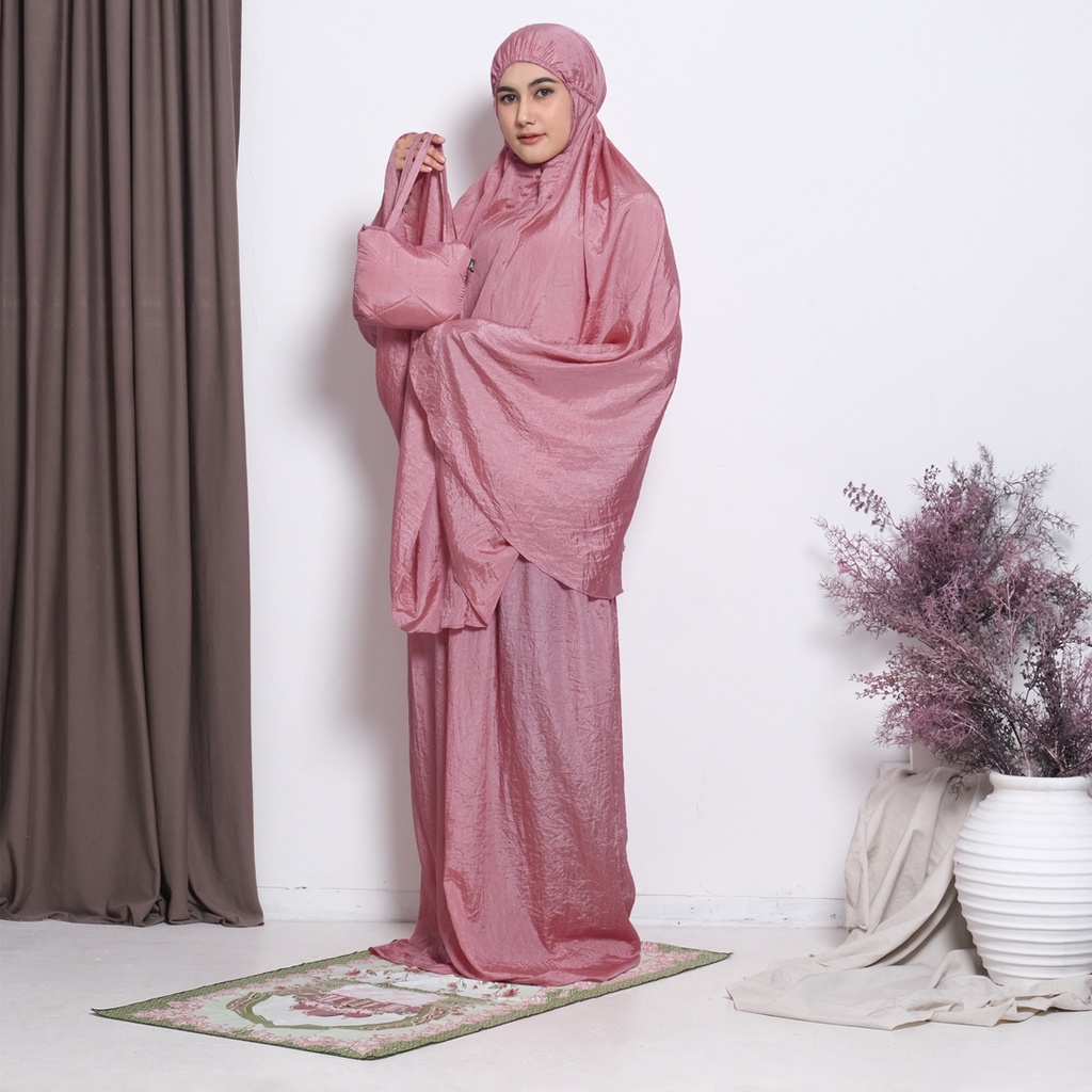 Arbifa - Set Sajadah + Mukena Parasut Traveling Azizah Dewasa Parasit Premium