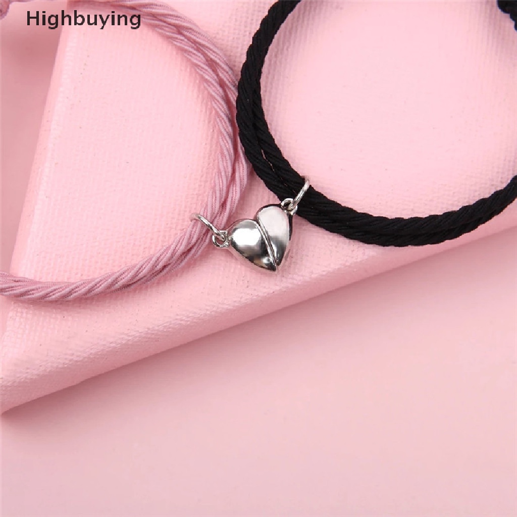 Hbid 2Pcs Couple Hati Gelang Tali Kepang Jarak Magnet Attract Persahabatan Hadiah Glory