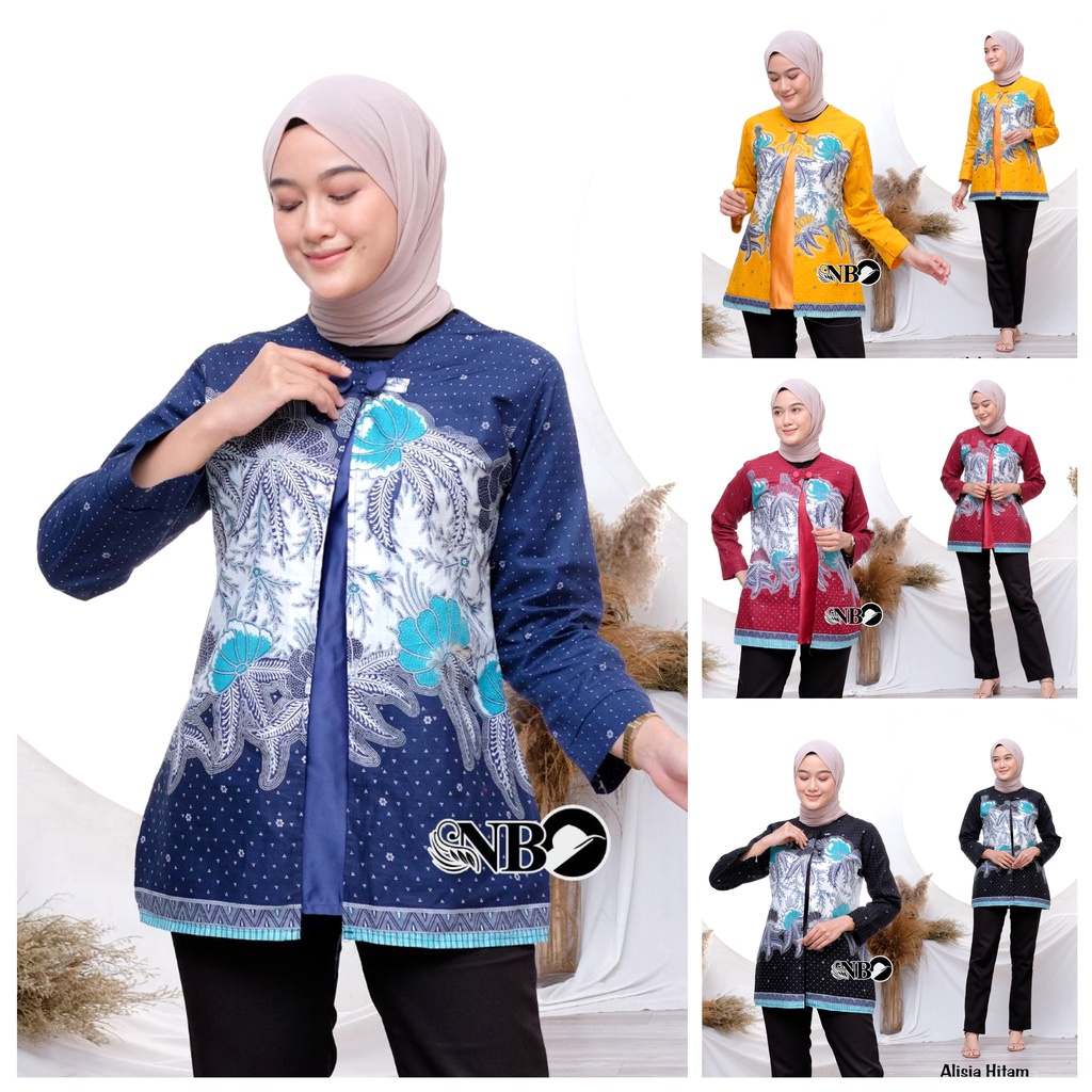 Baju Batik Wanita Modern Atasan Blouse Batik Kerja Kantor Wanita Seragam Batik M L XL XXL