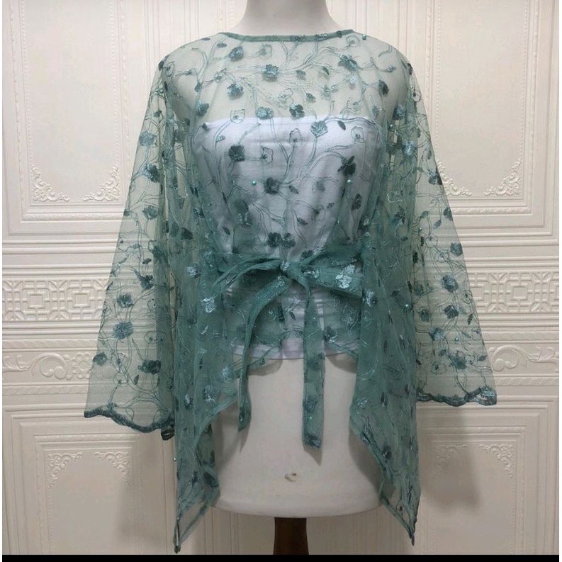 DYA369 CAPE ROMPI PITA BRUKAT TILE MUSLIM/ OUTER TILE MUTIARA/ CARDIGAN MUSLIM/ LUARAN PAKAIAN